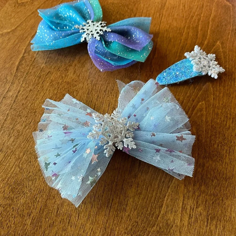 Snowflake sparkle hair clips